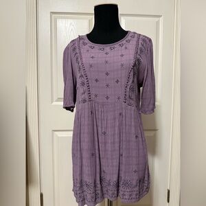 Knox Rose Mauve Embroidered Top